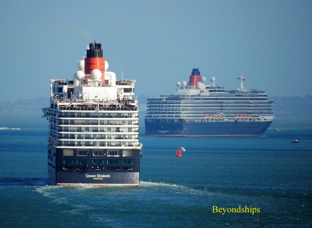 Cruise ships Queen Elizabeth and Queen Victoria in Southampton